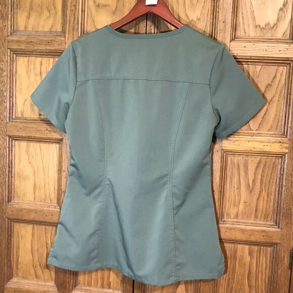 Sanibel Scrubs Stretch Top Women's S Olive V-Neck 4 Pockets Poly Rayon Spandex - Picture 11 of 12